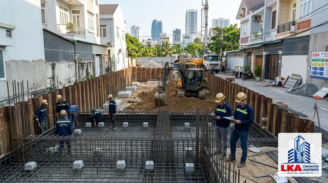 Biện Pháp Thi Công Móng Nhà Phố Tránh Sụt Lún, Nứt Nẻ Liền Kề