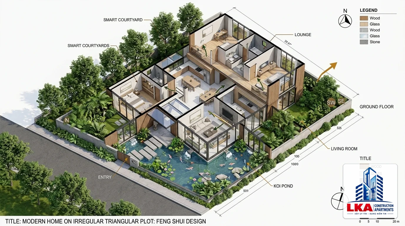 Bí Quyết Xây Nhà Trên Đất Hình Tam Giác, Đất Xéo, Đất Thóp Hậu Hợp Phong Thủy